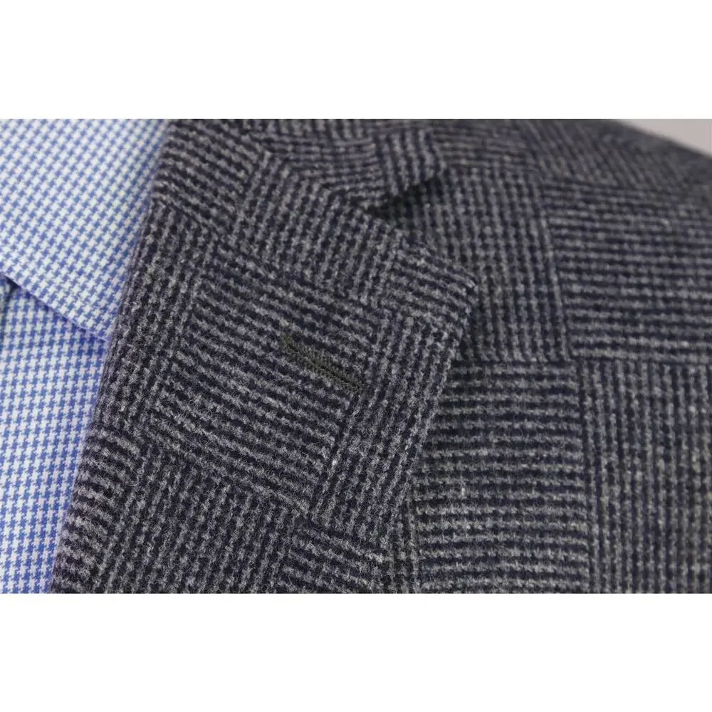 Paul Stuart Current Gray Navy Basket Weave Scottish Lambswool Blazer Jacket 44L